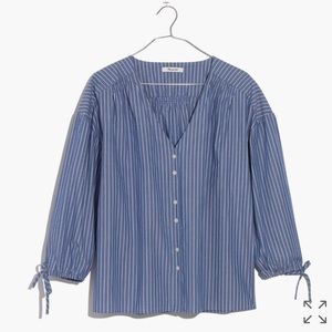 Madewell Morningview Tie Sleeve Shirt in Stripe
